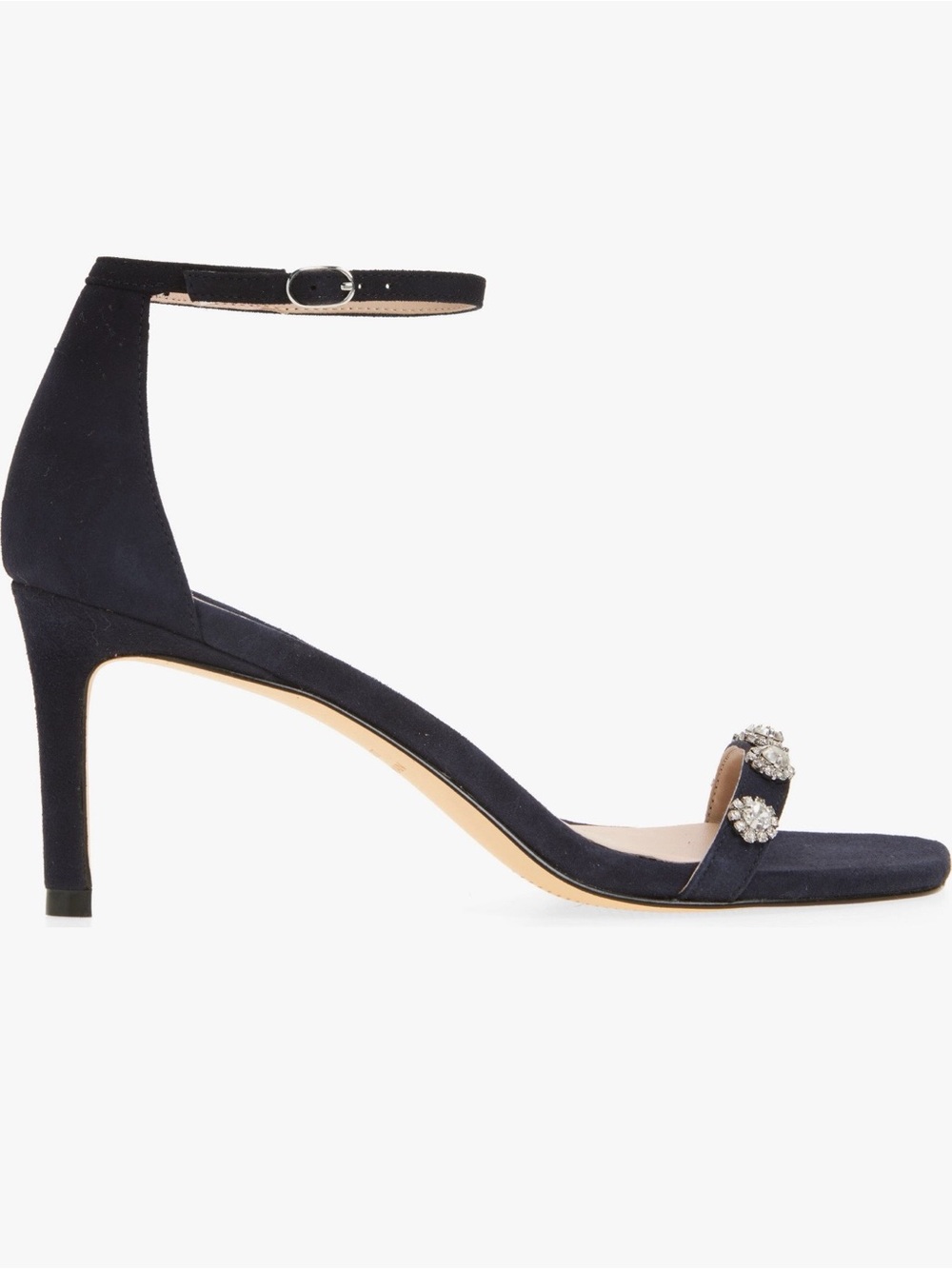 NWT Stuart Weitzman ‘Justina 75’ Heeled Sandal in “Nice Blue” Navy Suede Size 9 - Picture 10 of 12